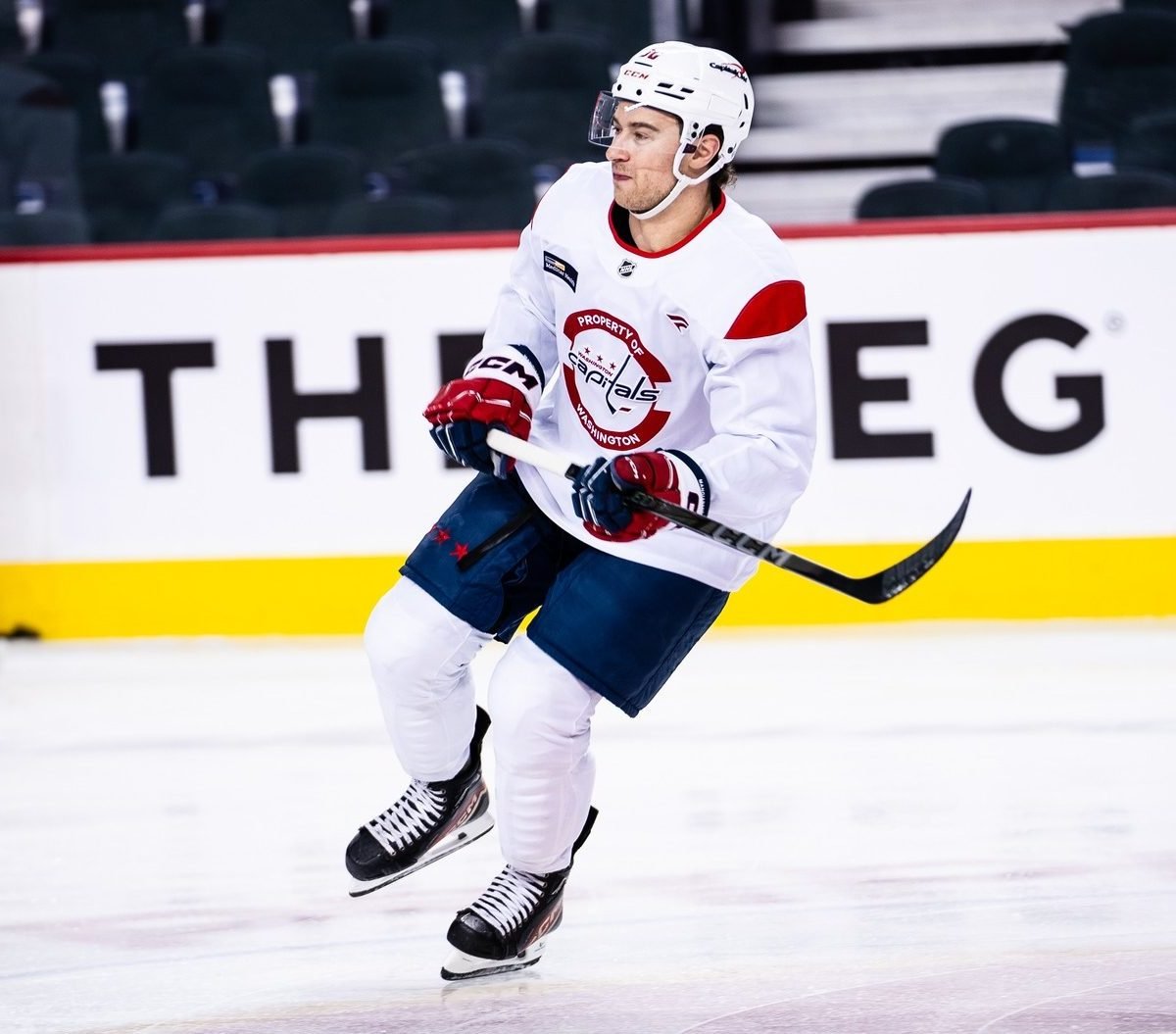 Calgary Flames Honor Andrew Mangiapane During First Period of Game Against Capitals