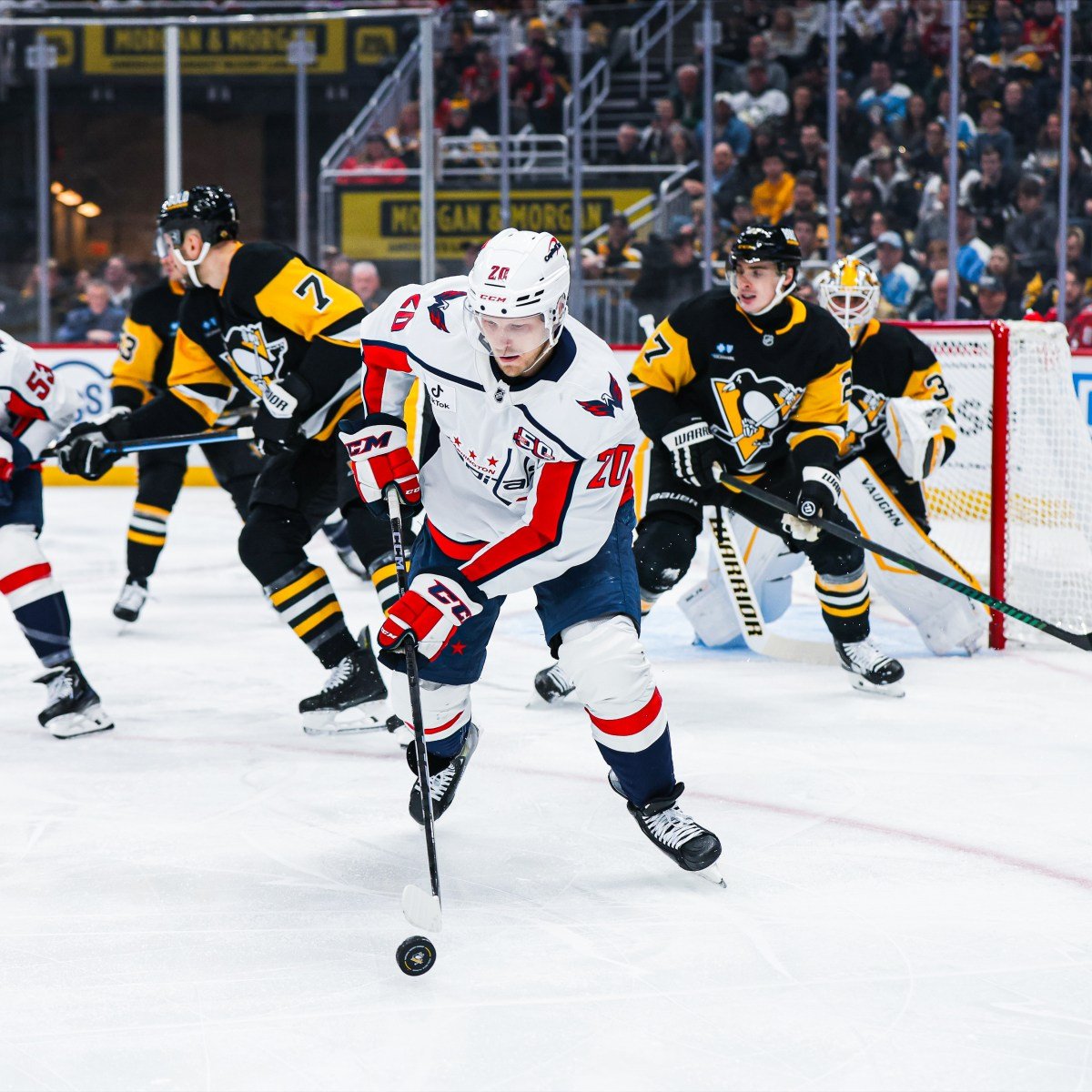 Washington Capitals Chase Pittsburgh Penguins With Four Consecutive Second-Period Goals In 8-3 Win; Jakob Chychrun Scores Twice, Tom Wilson Sets Career-High With 25th Goal Of Season