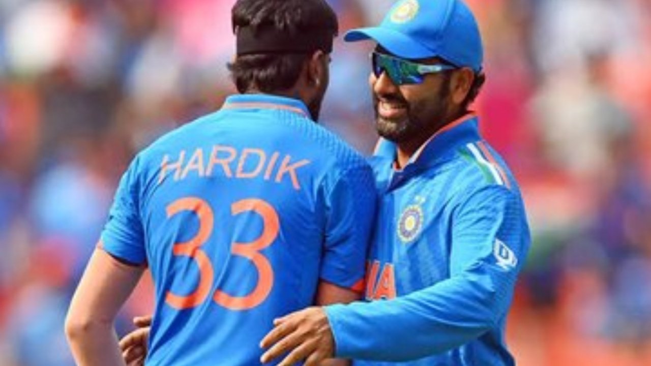 India's Rohit Sharma and Hardik Pandya.