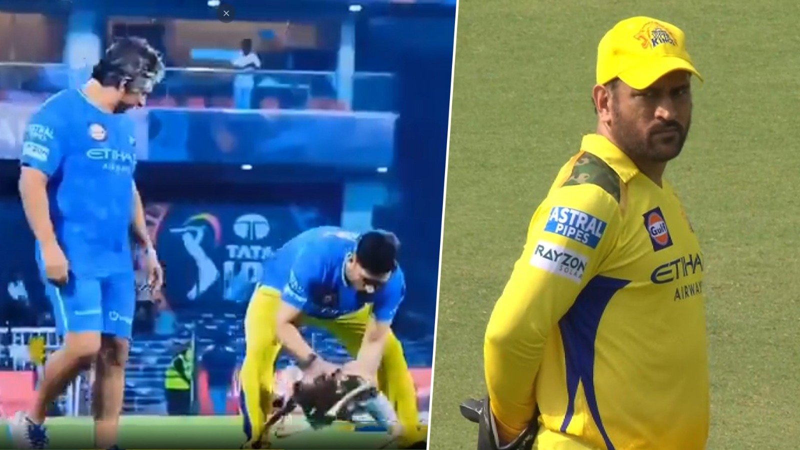 Ms Dhoni accidentally bumps into IPL robo dog