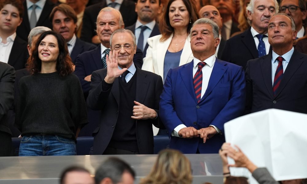 Real Madrid president Florentino Perez with FC Barcelona president Joan Laporta