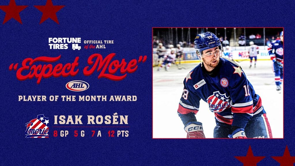Amerks’ Rosén named AHL Player of the Month | TheAHL.com
